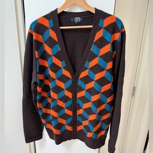 XL retro-style wool cardigan